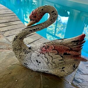 Elegant Swan Sculpture in Black and White